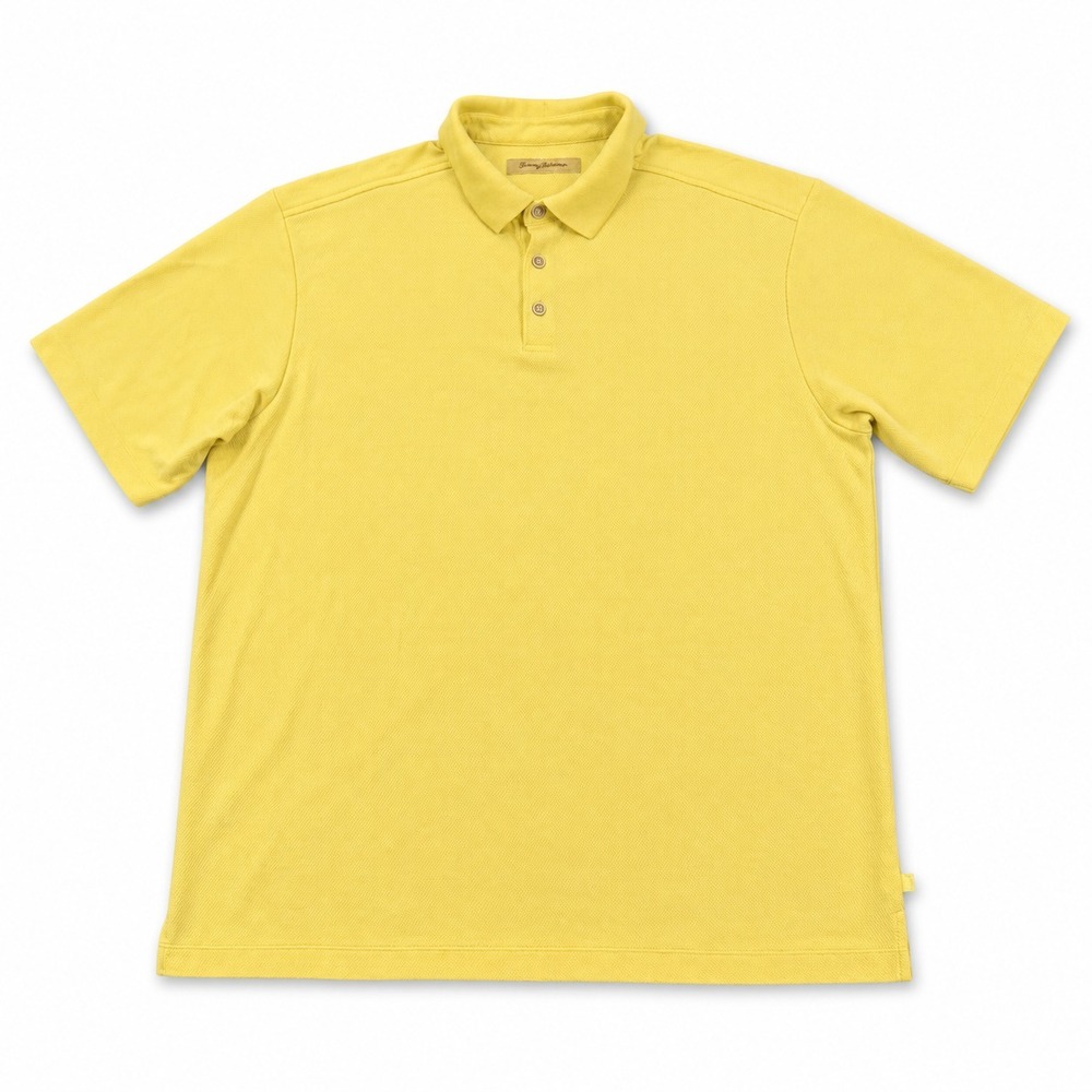 Tommy Bahama Polo Shirt Mens XL Yellow Modal Blend Short Sleeve Casual Golf